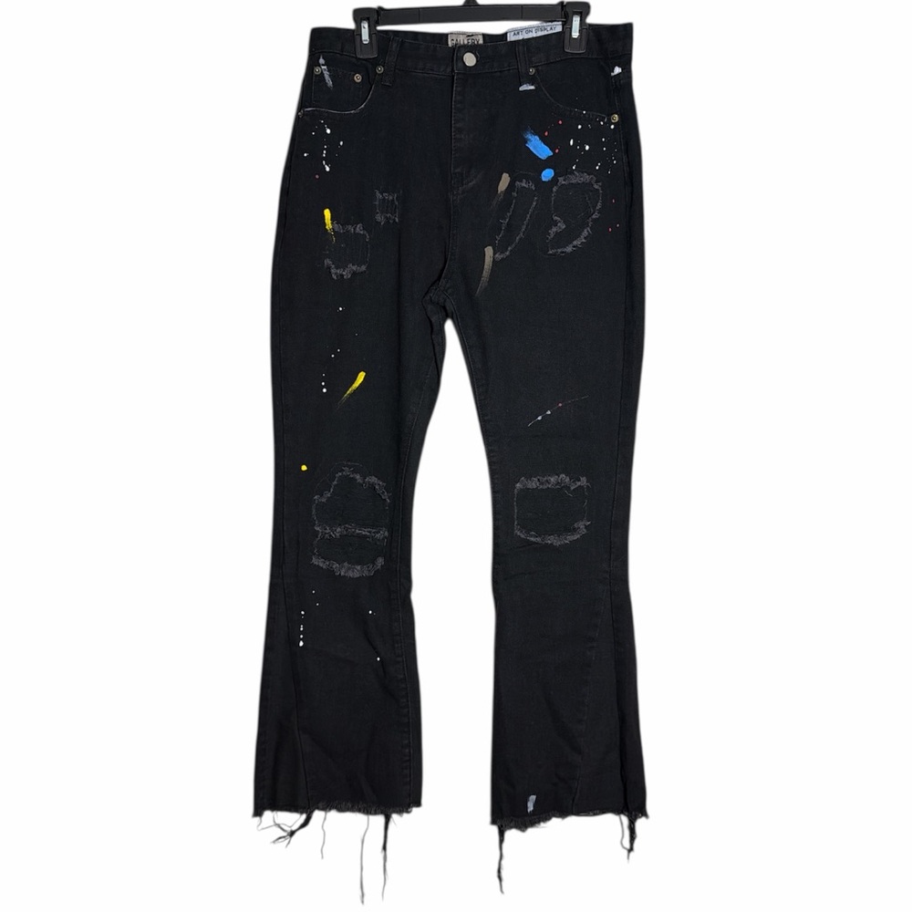 Gallery Dept Painted Distressed Ripped Flare Black Jeans